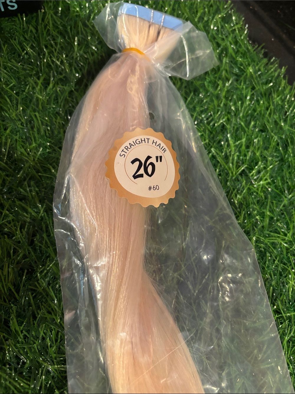 26" Straight Hair Weft in Light Blonde (#60) tape style real hair